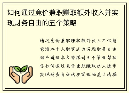 如何通过竞价兼职赚取额外收入并实现财务自由的五个策略